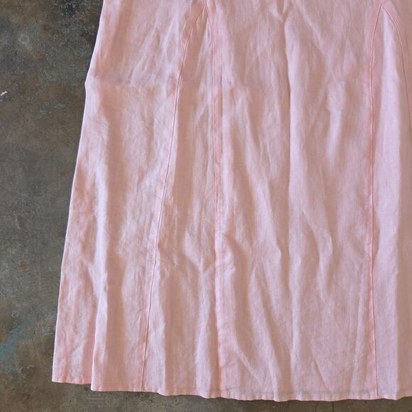 J Jill Love Linen Pink Sleeveless Midi Dress Size S NWT Ballet Slipper V Neck - Picture 3 of 7